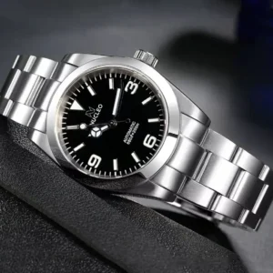 Nucleo-Explorer Homage-con-Movimento-Automatico-Giapponesi-Quadrante-Nero-Bracciale-Oyster-Chiusura-Deployante