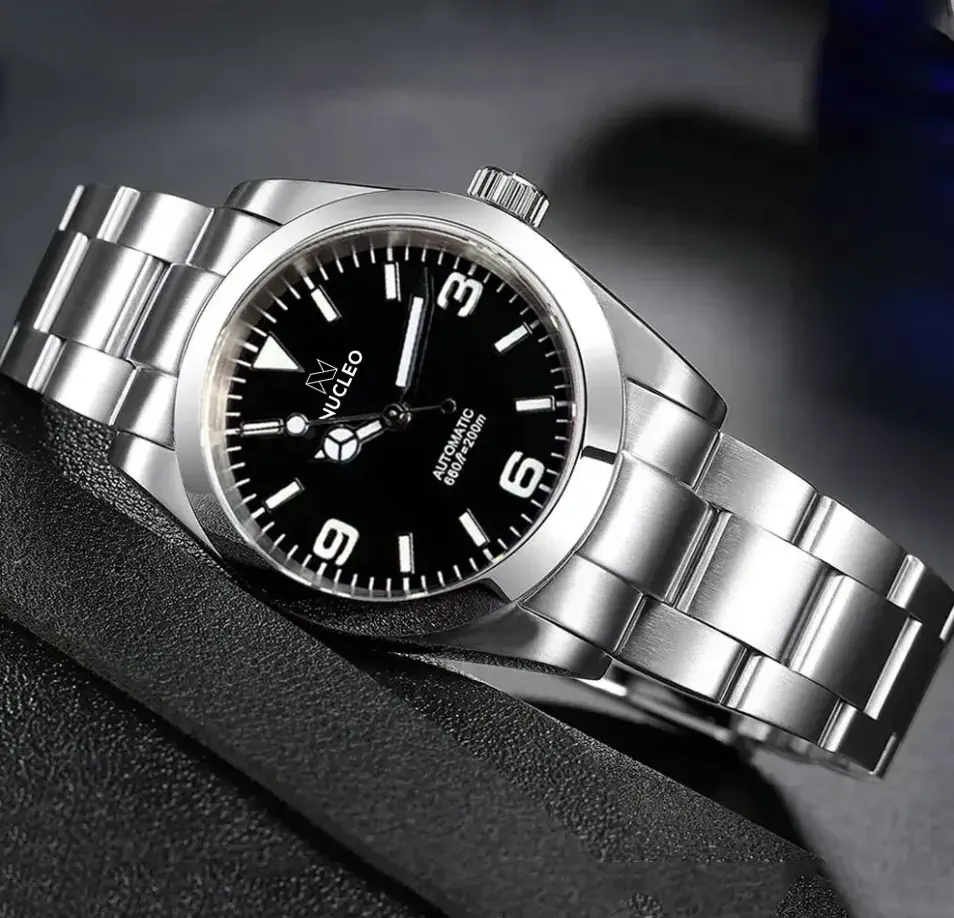 Orologio-Explorer-Automatico-Homage-Quadrante-Nero-Bracciale-Oyster-Chiusura-Deployante