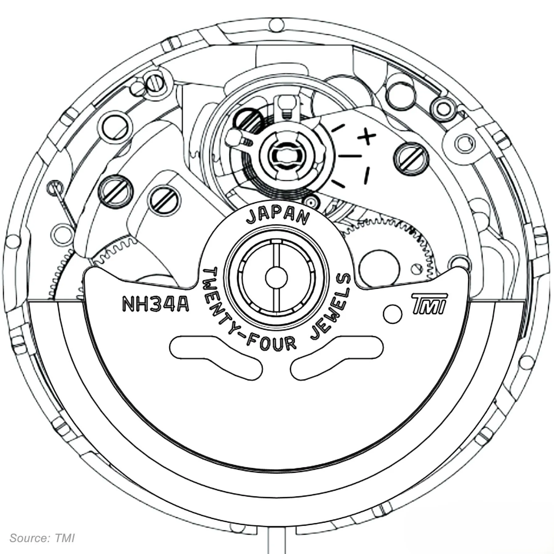 Disegno-meccanico-del-Seiko-tmi-movimento-nh34a