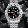 Orologio-Automatico-Nucleo-Explorer-2-Quadrante-Nero-con-Lancetta-24-ore-Rossa-Bracciale-Jubilee-Chiusura-Deployant