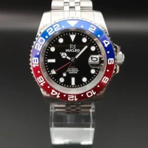 Nucleo-Gmt-Master-Pepsi-Homage-con-Movimento-Automatico-Giapponese-Quadrante-Nero-Lunetta-Blu-e-Rossa-Lancetta-24h-Rossa-Bracciale-Jubilee